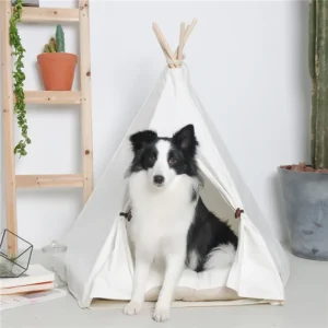 2018 Creative Dog Pet Tents 2 Sizes Pet Supplies White Canvas Pet Teepee House Pet Bed Cat Bed Pet House Portable Dog Tent Beds - Image 4