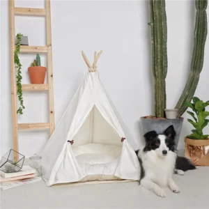 2018 Creative Dog Pet Tents 2 Sizes Pet Supplies White Canvas Pet Teepee House Pet Bed Cat Bed Pet House Portable Dog Tent Beds - Image 5