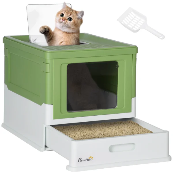 Pawhut Foldable Cat Litter Box with Removable Cover 47.5X35.5X36.7 cm