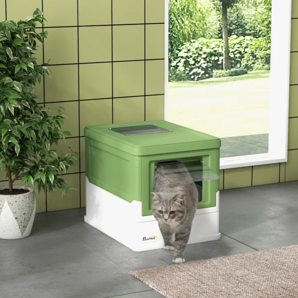Pawhut Foldable Cat Litter Box with Removable Cover 47.5X35.5X36.7 cm