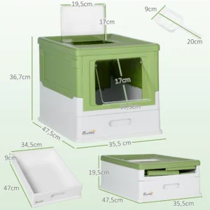 Pawhut Foldable Cat Litter Box with Removable Cover 47.5X35.5X36.7 cm - Image 6