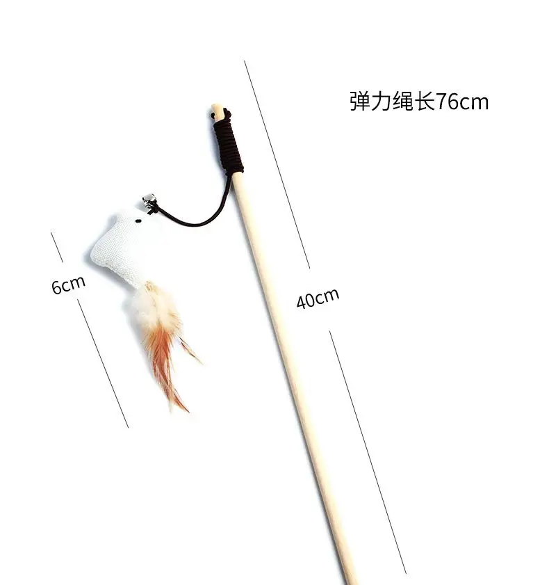 1PC Teaser Feather Toys Kitten Funny Colorful Rod Cat Wand Toys Wood Pet Cat Toys Interactive Stick Pet Cat Supplies - Image 5