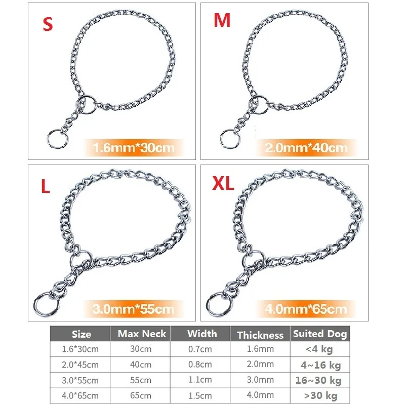 4 Size Stainless Steel Slip Chain Collar for Dog Adjustable Pet Accessories Dog Collar for Small Medium Large Dog Collar - Image 7