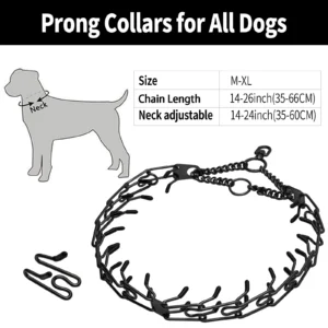 Dog Collar Choke Stainless Steel Pinch Dog Training Collar with Comfort Rubber Tips Adjustable Metal Silver Pet Prong Necklace - Image 2