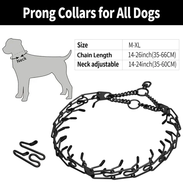 Dog Collar Choke Stainless Steel Pinch Dog Training Collar with Comfort Rubber Tips Adjustable Metal Silver Pet Prong Necklace