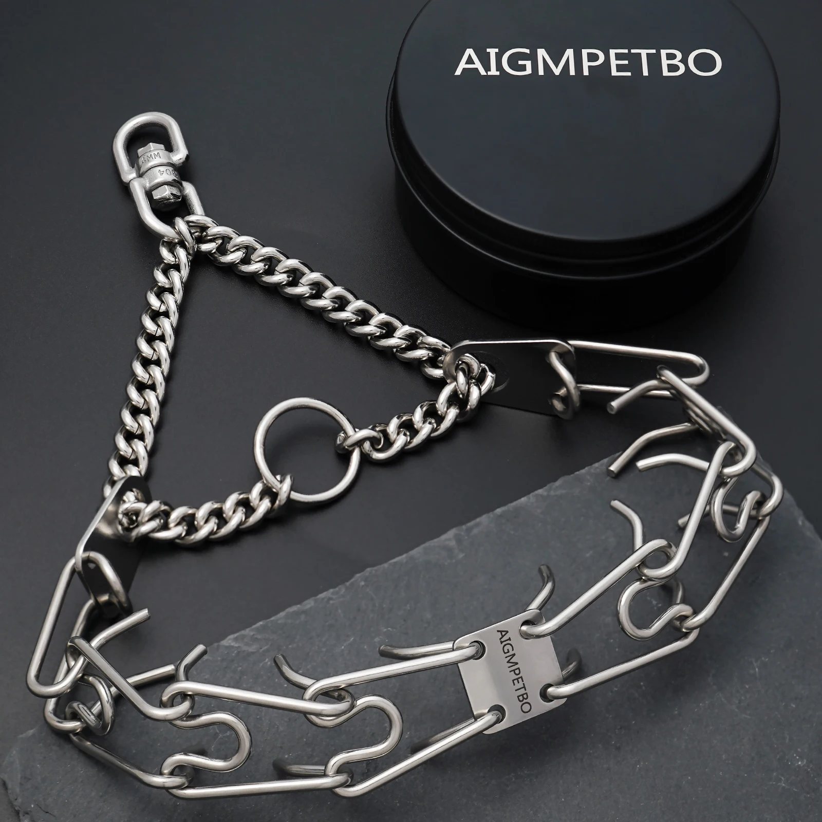 AIGMPETBO Prong Pinch Collar for Dogs Stainless Steels Adjustable Training Collar Ultra-Plus Chrome Plated Pet Pinch Anti - Image 5