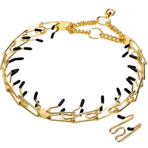 Gold Dog Collar Choker with Comfort Rubber, Stainless Steel Pet Prong Collar, Adjustable Metal Necklace for Medium and Large Dog - Image 7