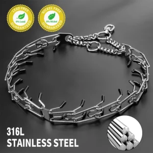 Dog Collar Choke Stainless Steel Pinch Dog Training Collar with Comfort Rubber Tips Adjustable Metal Silver Pet Prong Necklace - Image 4
