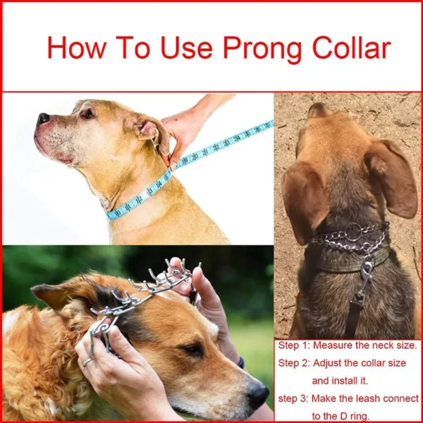 Effective Pinch Dog Training Collar With Comfort Rubber Tips Safe Adjustable Detachable Stainless Steel Pet Prong Choke Collar