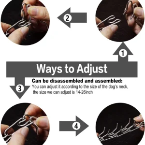 Dog Collar Choke Stainless Steel Pinch Dog Training Collar with Comfort Rubber Tips Adjustable Metal Silver Pet Prong Necklace - Image 5