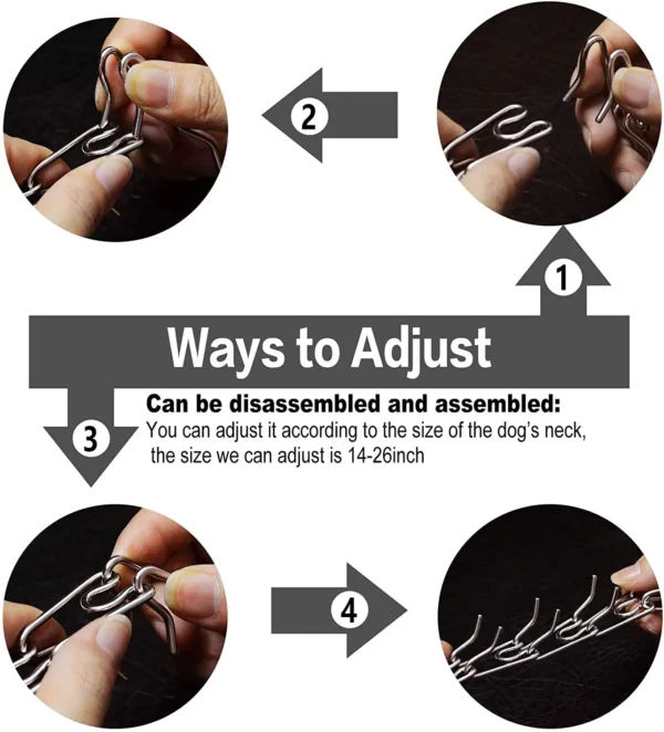 Dog Collar Choke Stainless Steel Pinch Dog Training Collar with Comfort Rubber Tips Adjustable Metal Silver Pet Prong Necklace