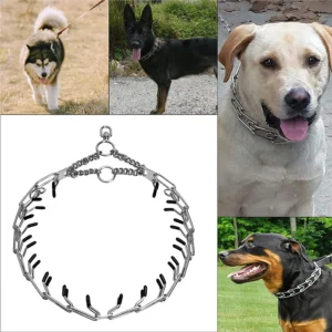 Dog Collar Choke Stainless Steel Pinch Dog Training Collar with Comfort Rubber Tips Adjustable Metal Silver Pet Prong Necklace - Image 6