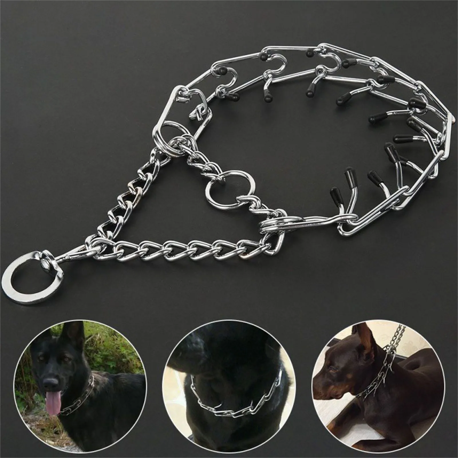 Effective Pinch Dog Training Collar With Comfort Rubber Tips Safe Adjustable Detachable Stainless Steel Pet Prong Choke Collar - Image 6