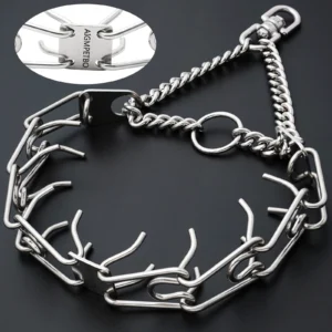 AIGMPETBO Prong Pinch Collar for Dogs Stainless Steels Adjustable Training Collar Ultra-Plus Chrome Plated Pet Pinch Anti - Image 2