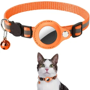 Cat AirTag Holder Collar Breakaway Reflective Strips Adjustable Kitten Collar Waterproof Cat Bell Collar Pet Air Tag Case - Image 9