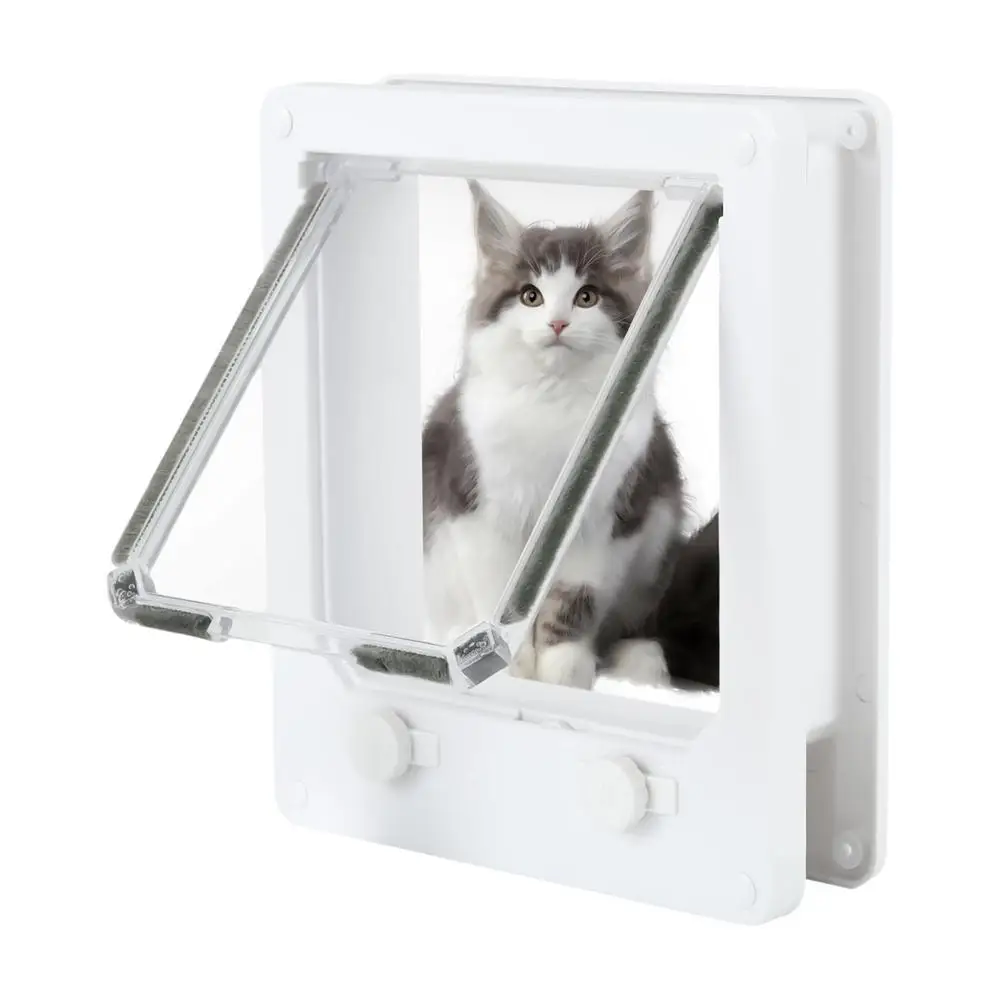 4 Way Cat Door Small Pet Door Locking Inside Dog Door Weatherproof Pet Exterior Bedroom Door for Pets Cats Puppy Kittens Puppies - Image 3
