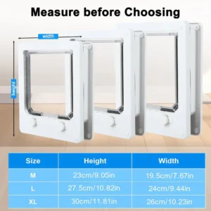 4 Way Cat Door Small Pet Door Locking Inside Dog Door Weatherproof Pet Exterior Bedroom Door for Pets Cats Puppy Kittens Puppies - Image 8