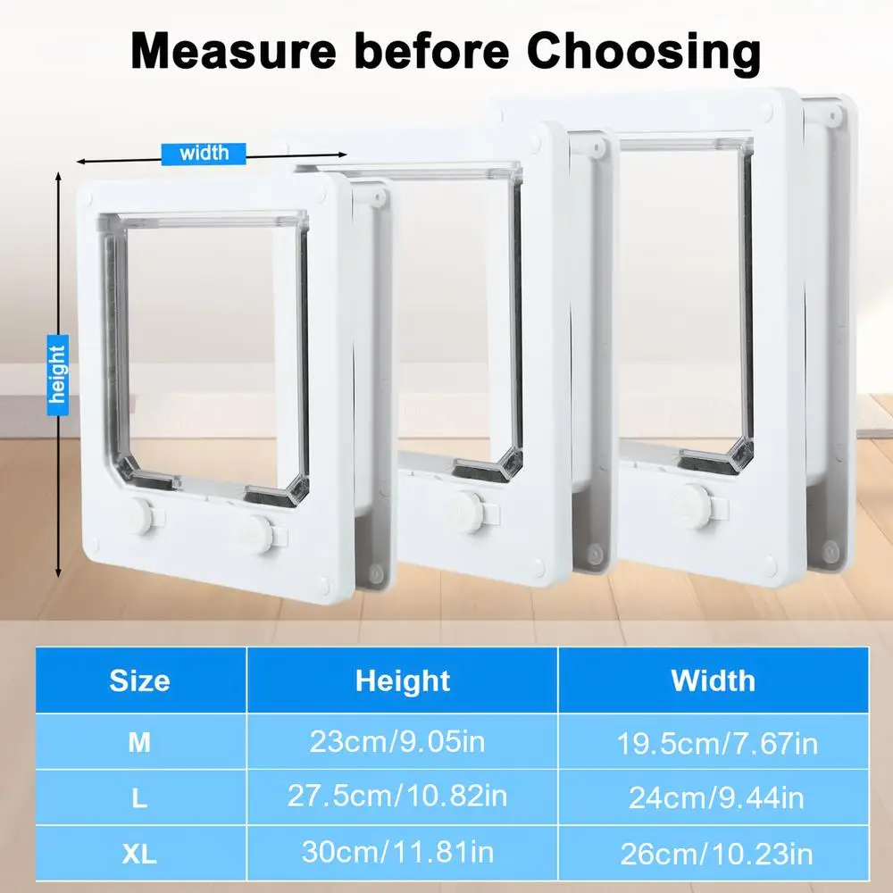 4 Way Cat Door Small Pet Door Locking Inside Dog Door Weatherproof Pet Exterior Bedroom Door for Pets Cats Puppy Kittens Puppies - Image 8