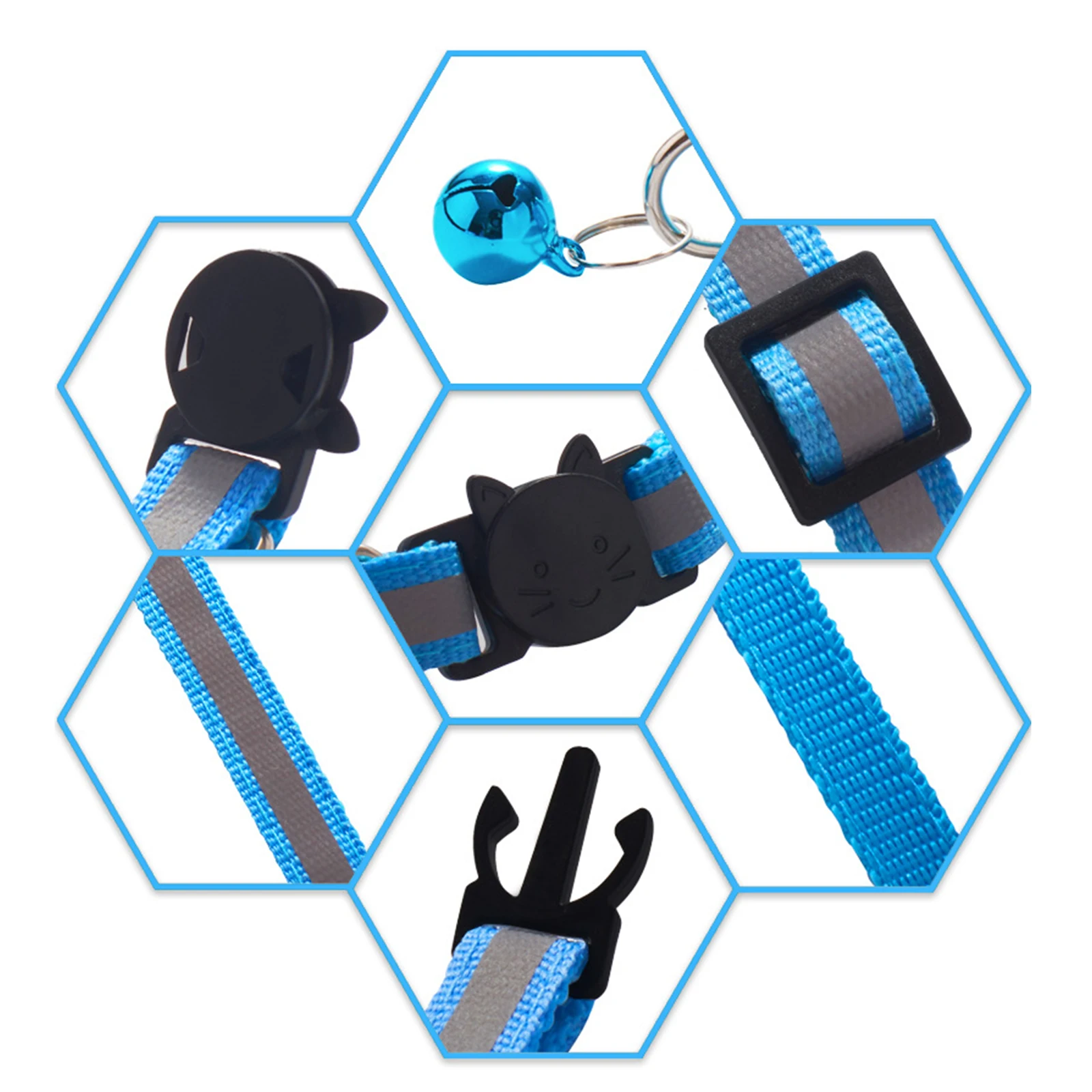 New Colors Reflective Breakaway Cat Collar Neck Ring Necklace Bell Pet Products Safety Elastic Adjustable With Soft Material 1PC - Image 2