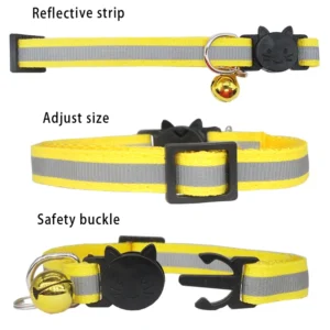 Reflective Cat Safety Buckle Collar Adjustable Custom Personalized ID Free Engraving Nylon Puppy Kittens Necklace - Image 5
