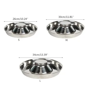 Pet Stainless Steel Dog Bowl Puppy Litter Food Feeding Dish Weaning SilverStainless Feeder Water Bowl Pets Feeder Bowl and Water - Image 2