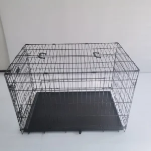Dog Cage Black 24-inch Pet Cage Wire Double Door Foldable Custom Reinforced Suitable for 8 Catties 10 Catties 12 Catties Pets - Image 4