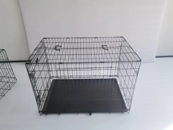 Dog Cage Black 24-inch Pet Cage Wire Double Door Foldable Custom Reinforced Suitable for 8 Catties 10 Catties 12 Catties Pets