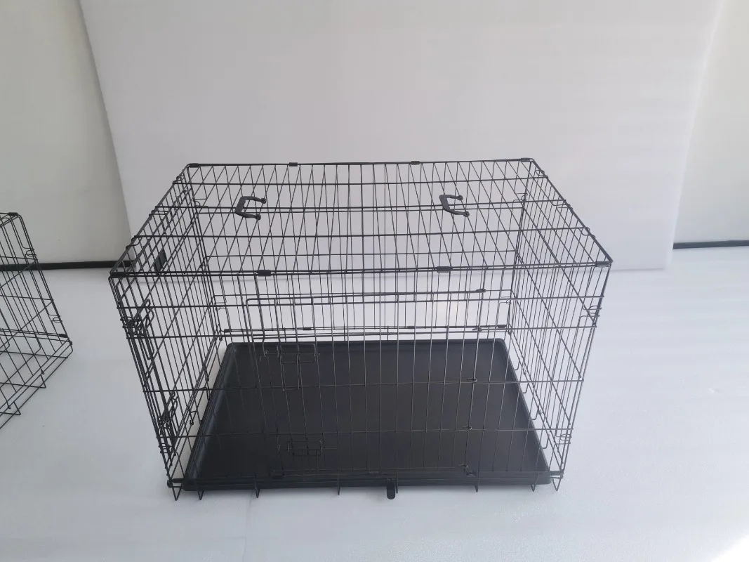 Dog Cage Black 24-inch Pet Cage Wire Double Door Foldable Custom Reinforced Suitable for 8 Catties 10 Catties 12 Catties Pets - Image 4