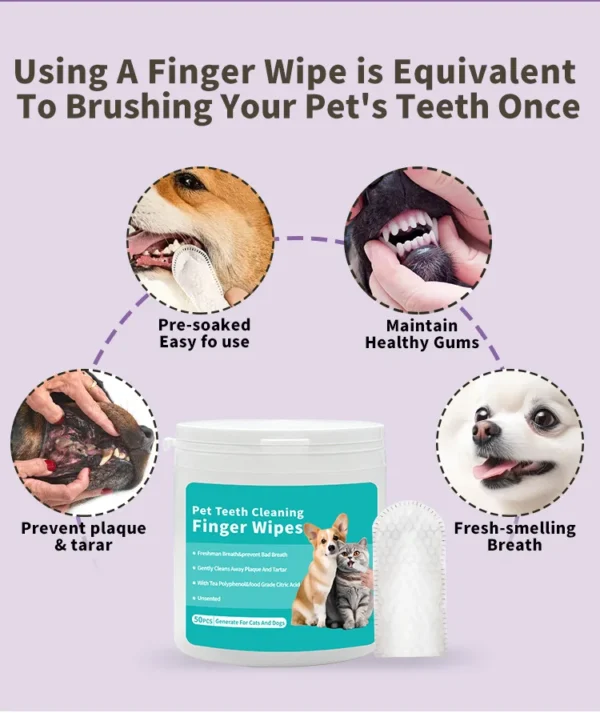 Disposable Pet Cleaning Products Teeth Cleaning Wipes Ear Care Fingertips Ear Mite Removal Cat and Dog Ear Cleaning Pet Products