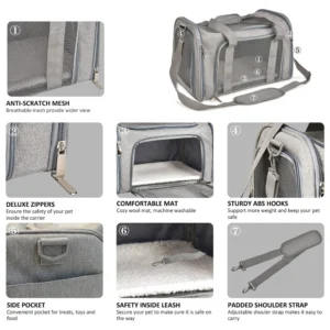 1PC Cat, Dog Carrier for Small Medium Cats Puppies up to 15 Lbs, Collapsible Travel Puppy Carrier - Image 5