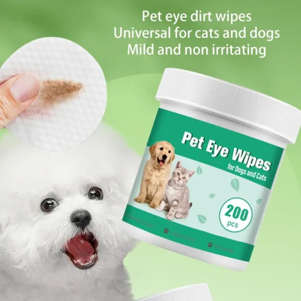 Pet Eye Wipes 200-Count Tear Stain Remover For Dogs Travel Size Soft Dog Eye Care And Eye Wash For Gently Cleaning Eyes Prevents